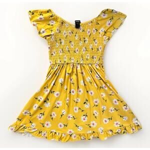 Zunies Girls Sun Dress Size Large (10/12) Yellow Flowy Flowers 30 in Length